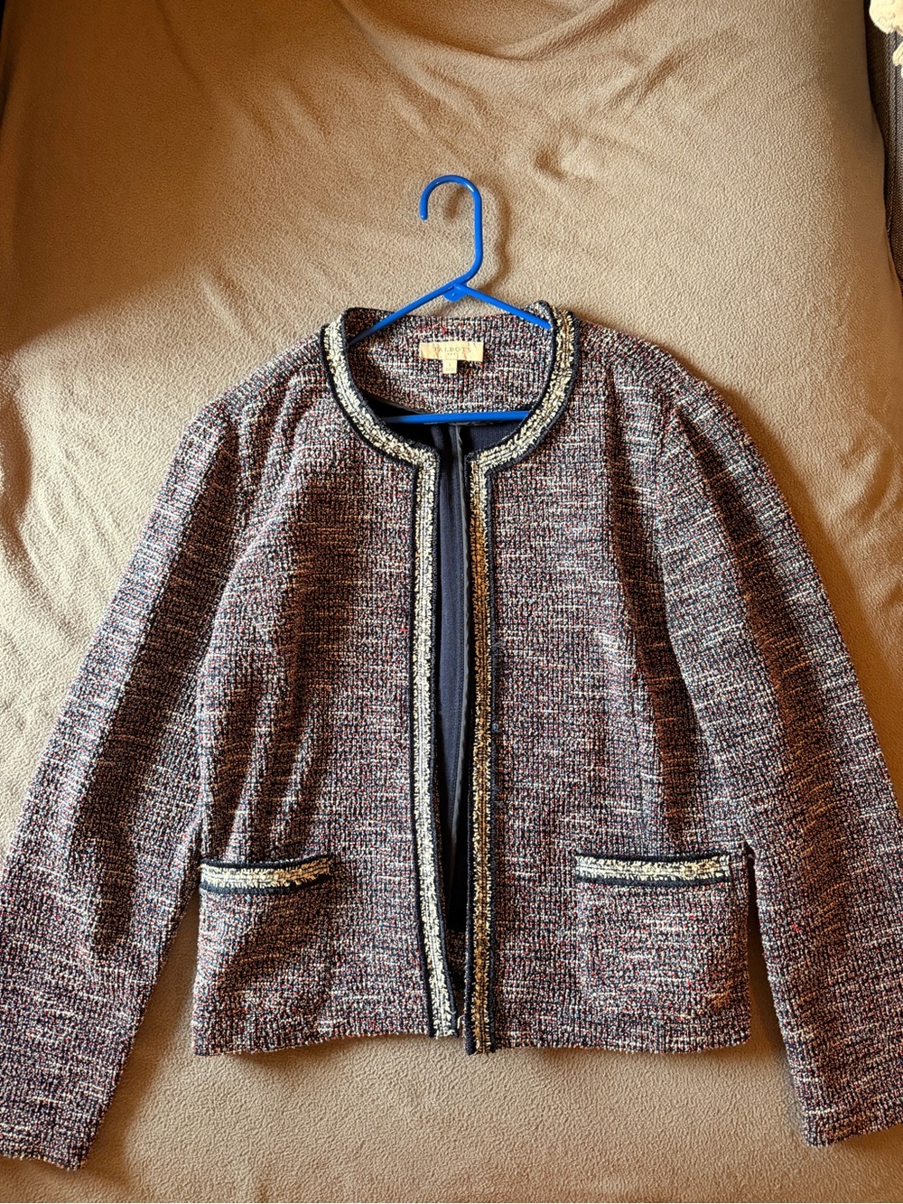 Talbots Textured Open-Front Tweed Jacket in Multicolor